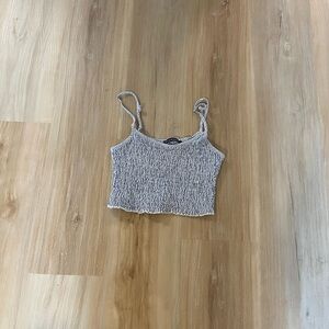 Brandy Melville Blue and White Textured Crop Top